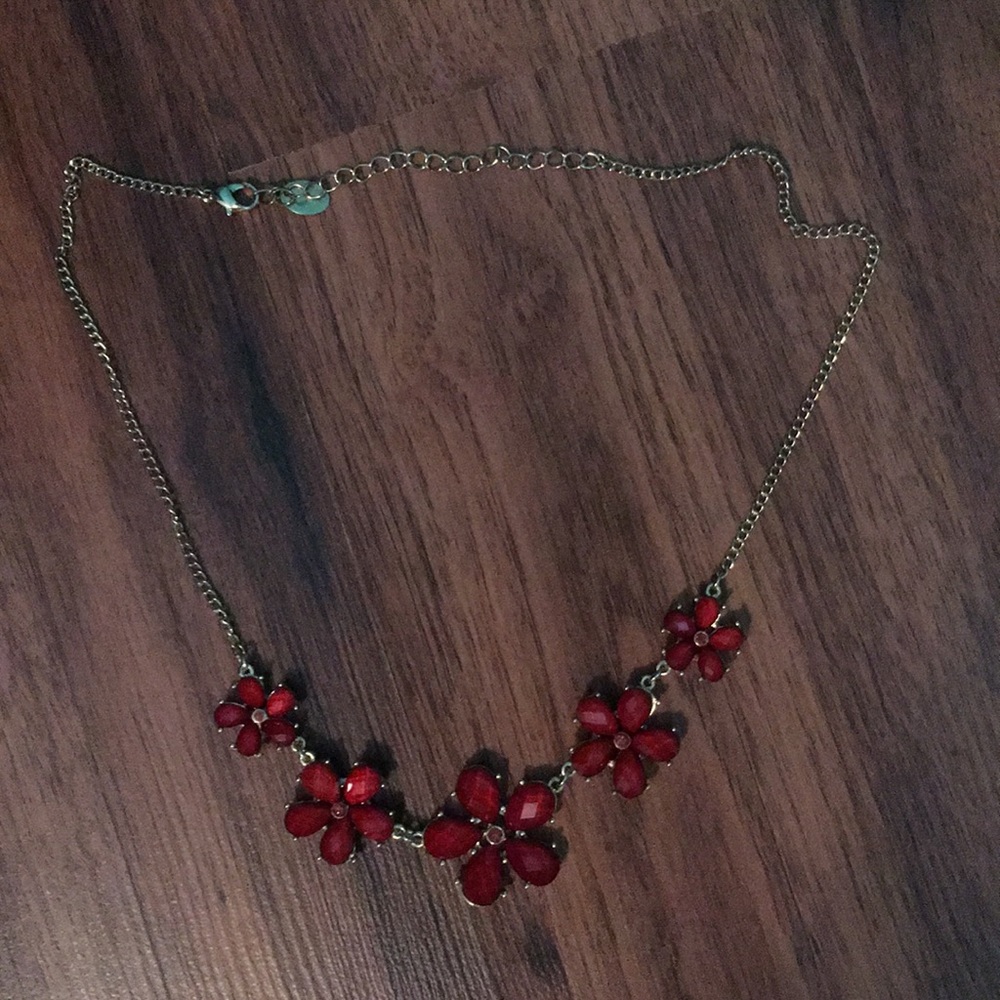 Red flower necklace